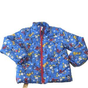 Disney Store Mickey Mouse & Friends Puffer Jacket Full Zip Blue Kids Size 7/8